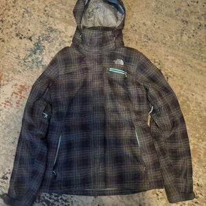 The North Face Gray Plaid Hooded Jacket